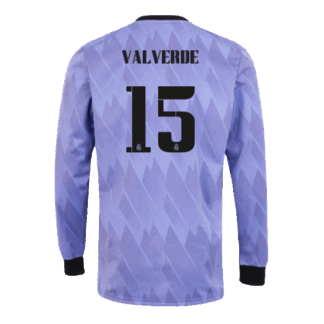 VALVERDE #15 Real Madrid Away Long Sleeve Soccer Jersey 2022/23